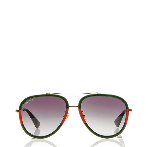 Green & Red Web Aviator Sunglasses 